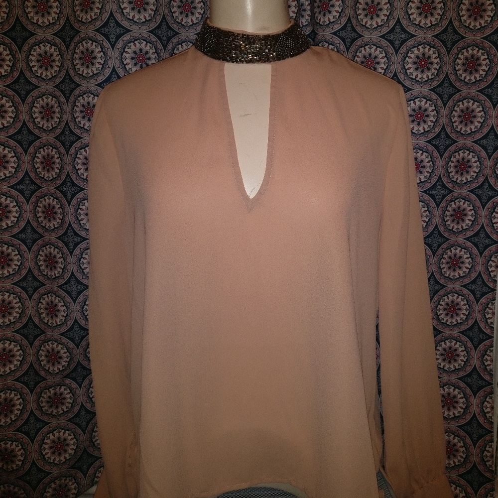 Pink blouse with Glitz choker